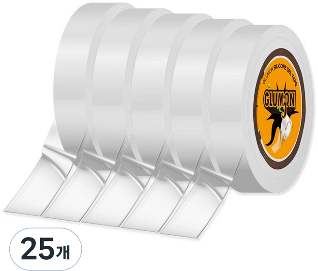 글루몬 자국없는 초강력 실리콘 클리어겔 나노 양면 테이프 10mm x 1m, 25개