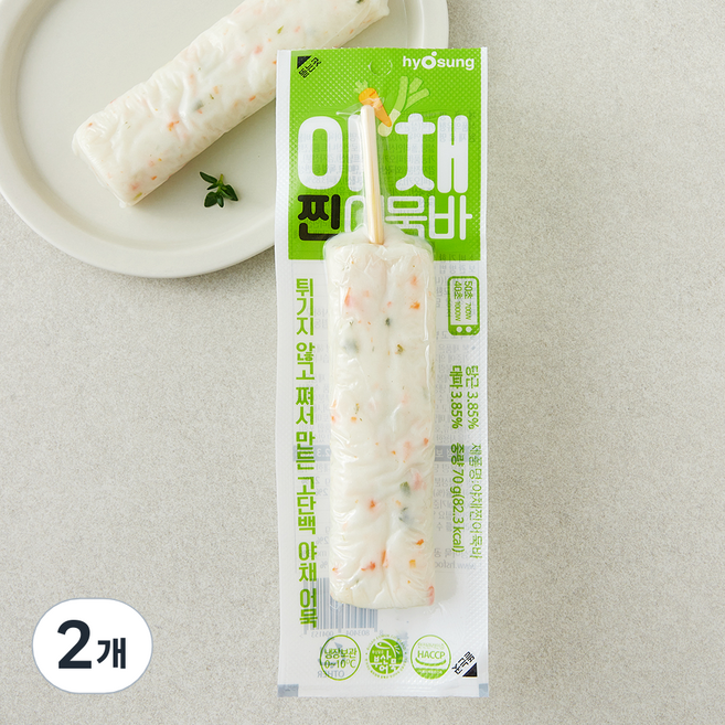 효성어묵 야채 찐어묵바, 70g, 2개