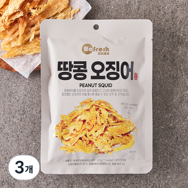 리프레쉬 촉촉한 땅콩 버터 오징어, 30g, 3개