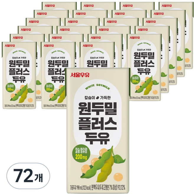 서울우유 원두밀 플러스 두유, 190ml, 72개
