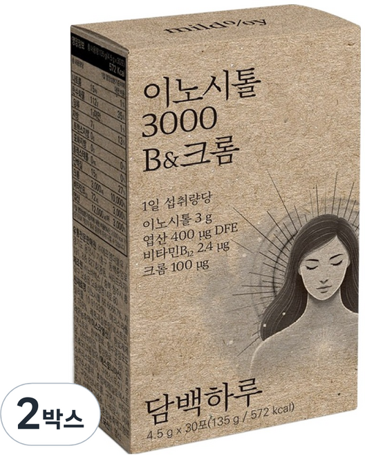담백하루 이노시톨 3000 B&크롬 분말 30p, 135g, 2박스