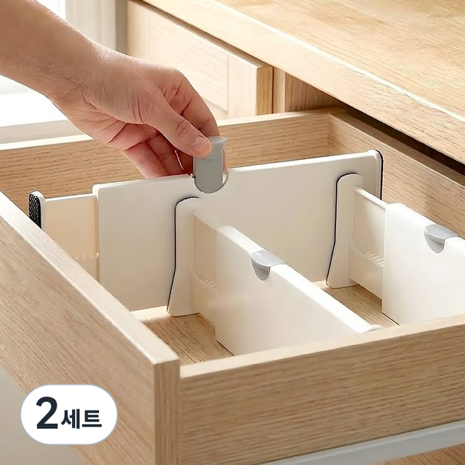코멧 홈 길이조절 서랍 파티션 4개입, 화이트, 2세트