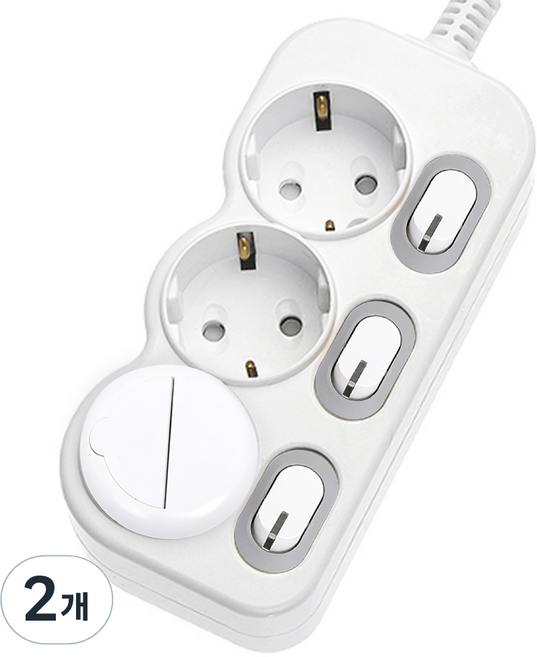 에코파워탭 국산 LED 개별 멀티탭 3구 EPM-L203 + 안전커버, 2.5m, 혼합색상, 2개