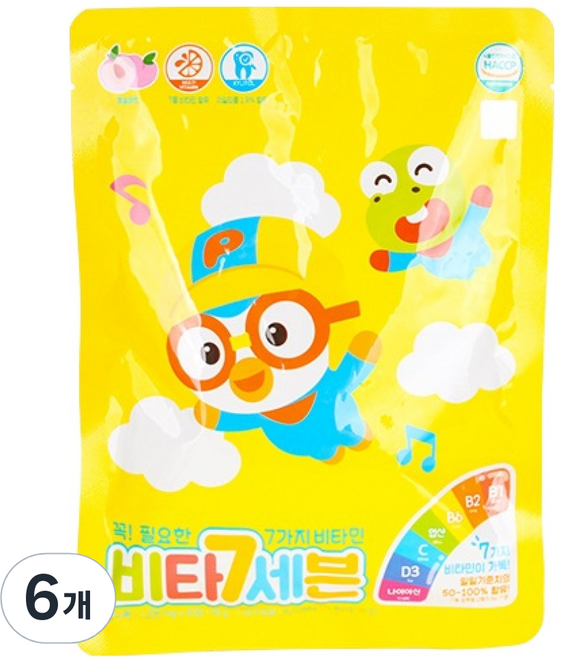 태양생활건강 유아용 뽀로로 비타세븐 48g, 6개, 40정