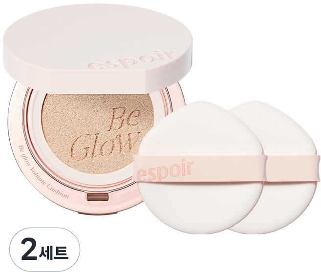 espoir 艾絲珀 Be Glow Volume 氣墊粉餅 13g + 粉撲 2入組, 13 瓷白色, 2套