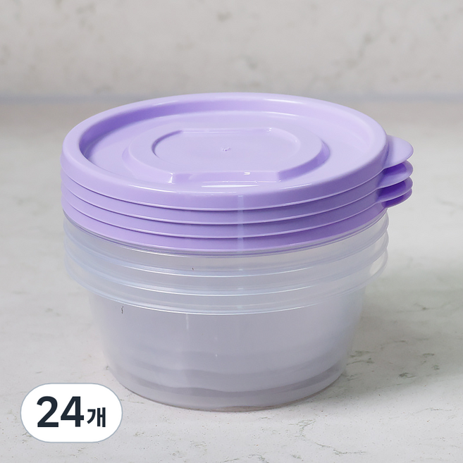 롯데이라이프 이라이프 튼튼간편 보관용기 원형, 24개, 350ml