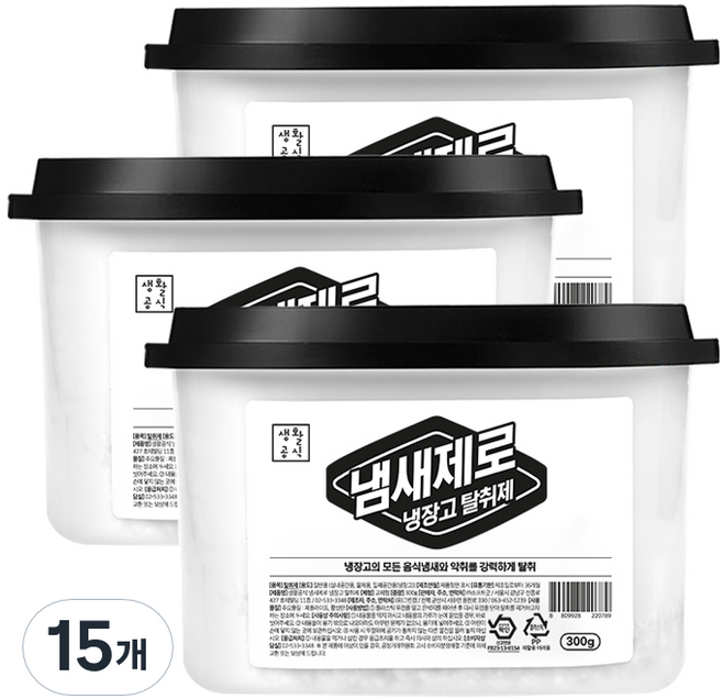 생활공식 제올라이트 냄새제로 냉장고 탈취제, 15개, 300g