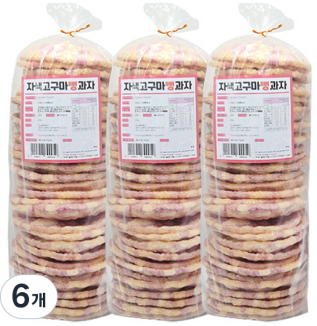 웰링스 자색고구마뻥튀기, 90g, 6개