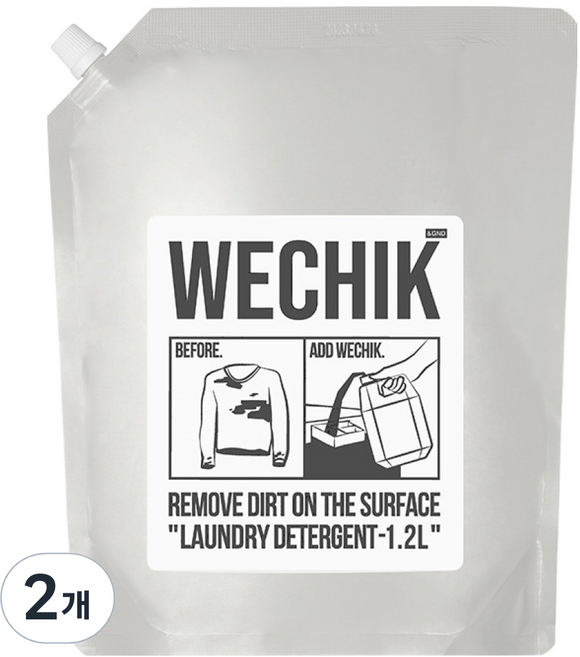 위칙 파워 효소 액체 세탁세제 리필, 1.2L, 2개