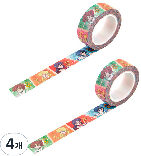 Flyingwhales 美少女戰士紙膠帶 1.5cm x 1m, 4個, 大家集合變身