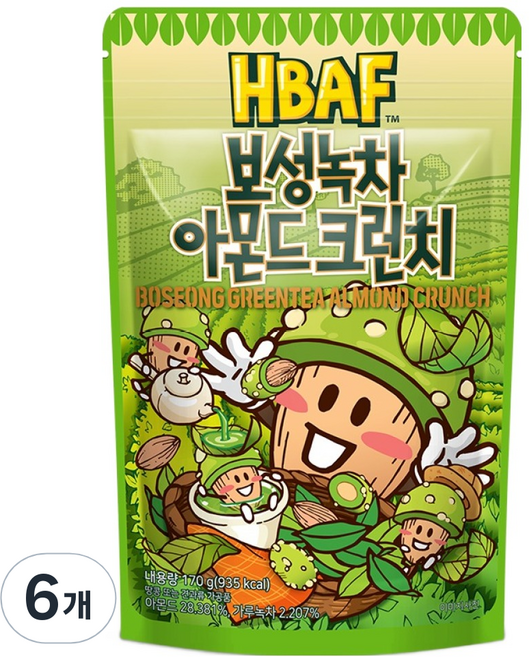 바프 보성녹차 아몬드 크런치, 170g, 6개