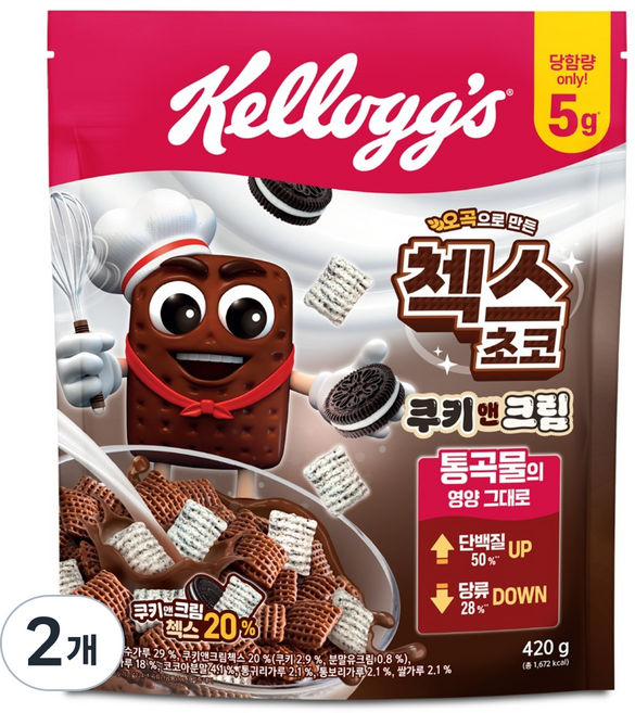 첵스초코 쿠키앤크림 시리얼, 420g, 2개
