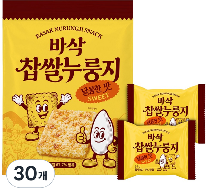 바삭 찹쌀 누룽지 16p, 384g, 30개