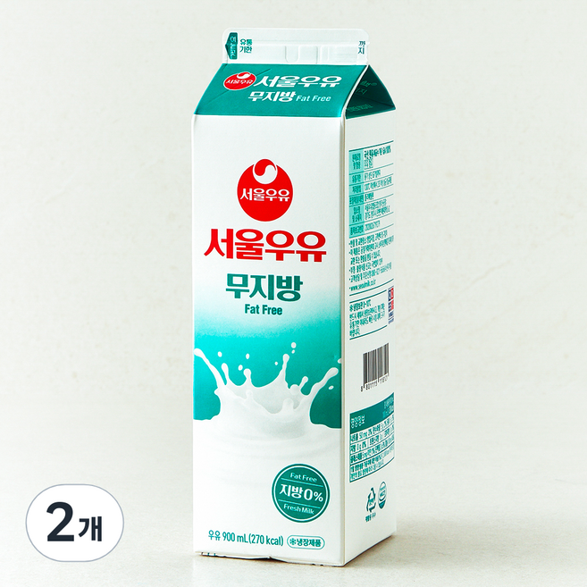 서울우유 무지방 우유, 2개, 900ml