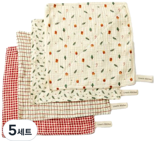모던하우스 ON L 도톰한 4중지 살림 거즈행주 크리스마스 4종세트, 5세트