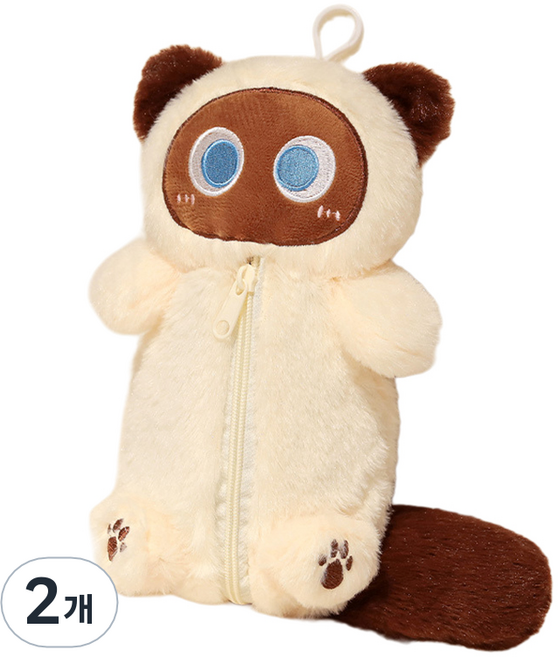 다다랜드 왕눈 고양이 인형 필통, 화이트, 2개