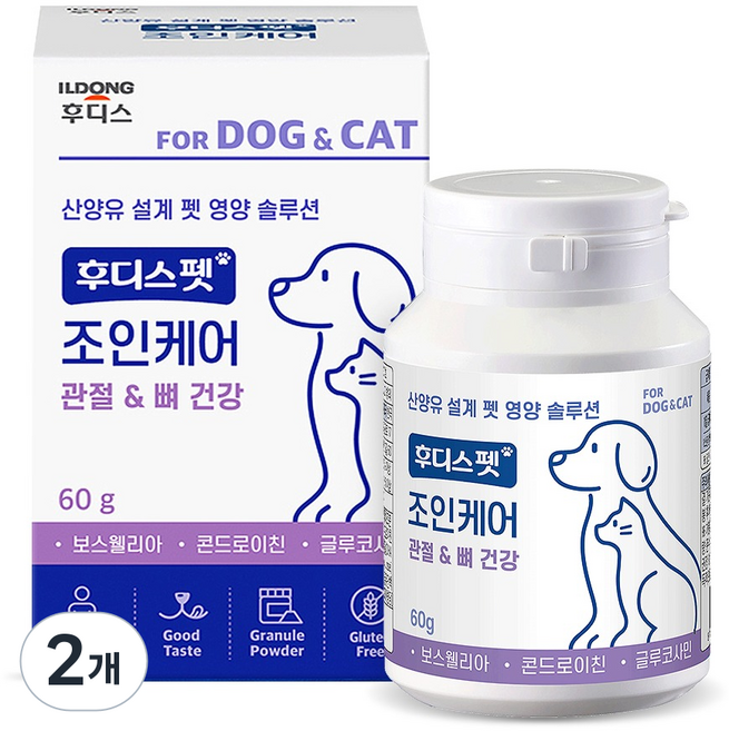 후디스펫 반려동물 후디스펫 조인케어 관절 영양제, 60g, 뼈/관절강화, 2개