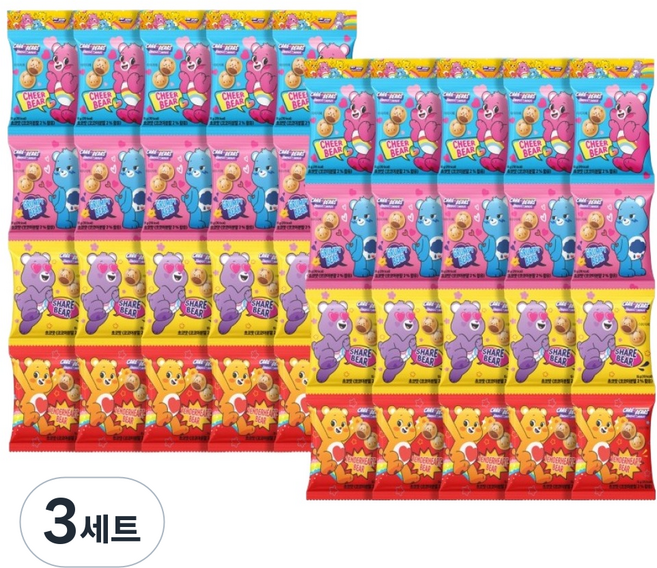 스낵스 케어베어 줄줄이 비스킷 4종 x 10p 세트, 600g, 3세트