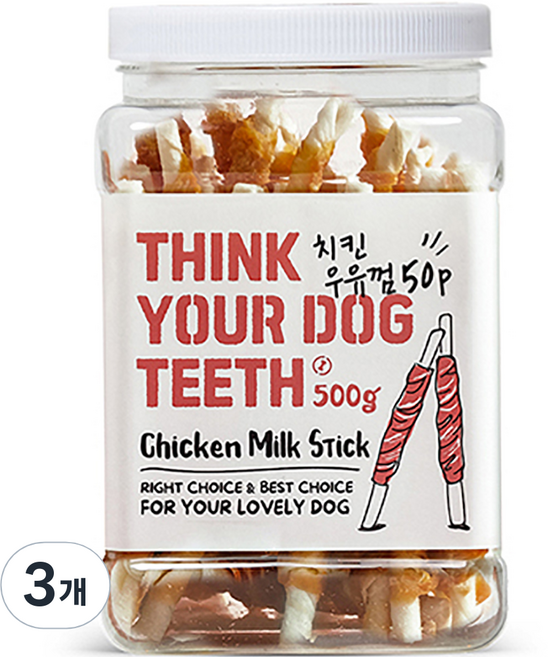 띵크유어도그티 강아지 딩고껌 대용량, 치킨맛, 500g, 3개