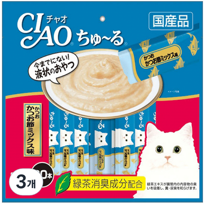 챠오츄르 고양이 짜먹는 간식, 혼합맛(가다랑어/가츠오부시), 14g, 60개