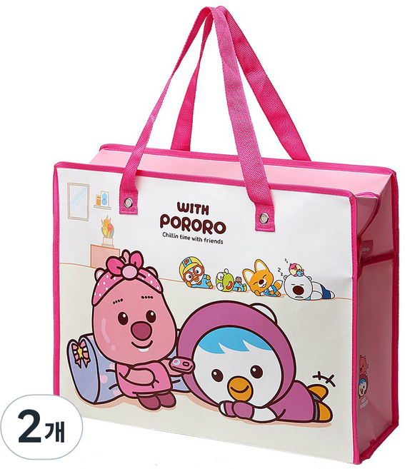 POPO FANCY 與Pororo 你最愛的防水帆布袋, 粉紅色, 2個