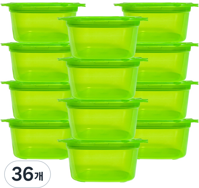 바칠레 야채반장 전자레인지용 냉동밥 반찬 보관용기 그린, 36개, 290ml