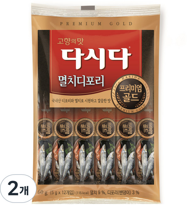 다시다 프리미엄골드 멸치디포리 12p, 60g, 2개