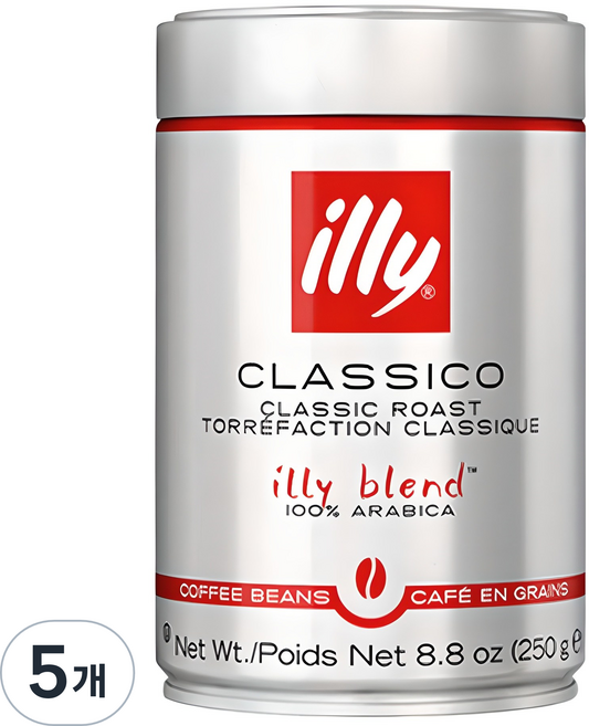일리 클래식 로스트 빈 클라시코 원두, 홀빈(분쇄안함), 250g, 5개