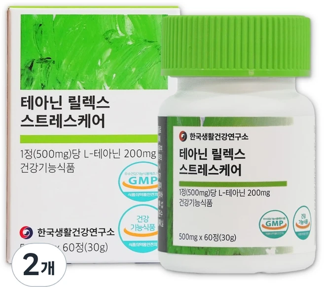한국생활건강연구소 테아닌 릴렉스 스트레스케어 30g, 2개, 60정 - 쿠팡