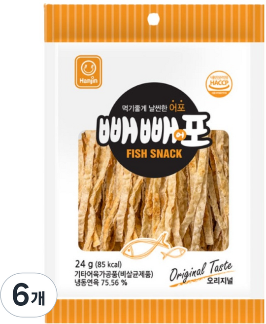 한진식품 빼빼어포 오리지널, 24g, 6개