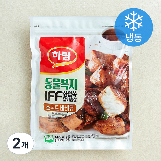 하림 동물복지 인증 IFF 한입쏙 닭가슴살 스위트 바비큐 (냉동), 500g, 2개, 1개입