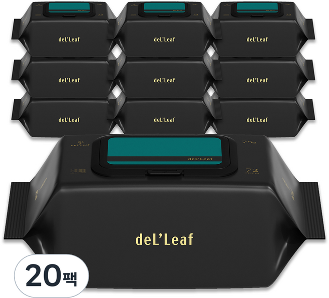 델리프 도톰 엠보싱 저자극 아기물티슈 넘버 세븐 카키 캡형, 75g, 72매, 20개