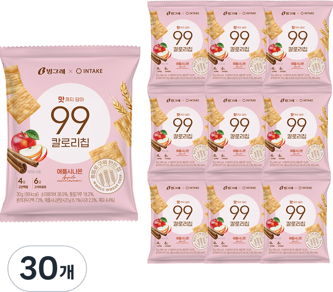빙그레 99칼로리칩 애플시나몬, 30g, 30개