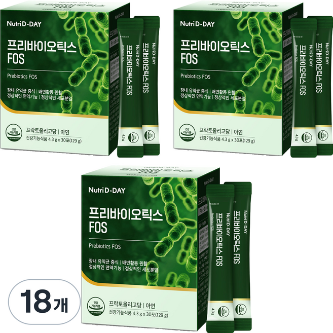 Nutri D-DAY 益生元 FOS 30入, 18個, 129g