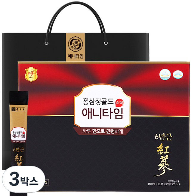 종근당 홍삼정 애니타임 골드 + 쇼핑백, 300ml, 3세트
