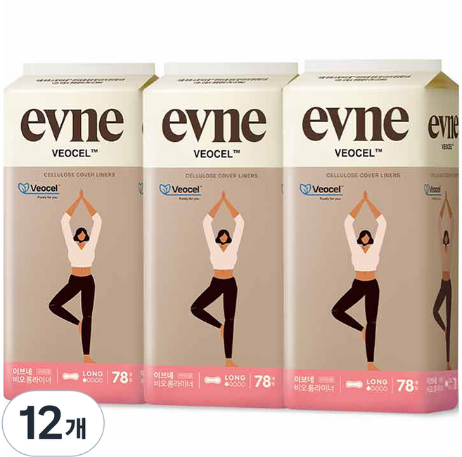 이브네 비오셀 팬티라이너, 롱, 78개입, 12개