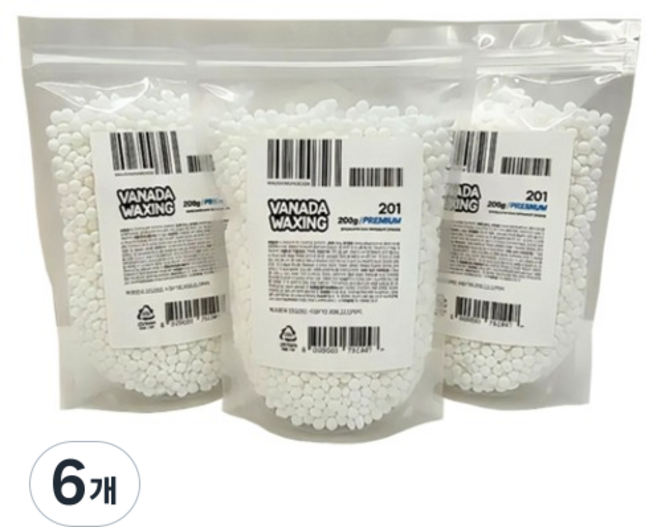 바나다왁싱 셀프 제모 201 프리미엄 하드왁스, 200g, 6개