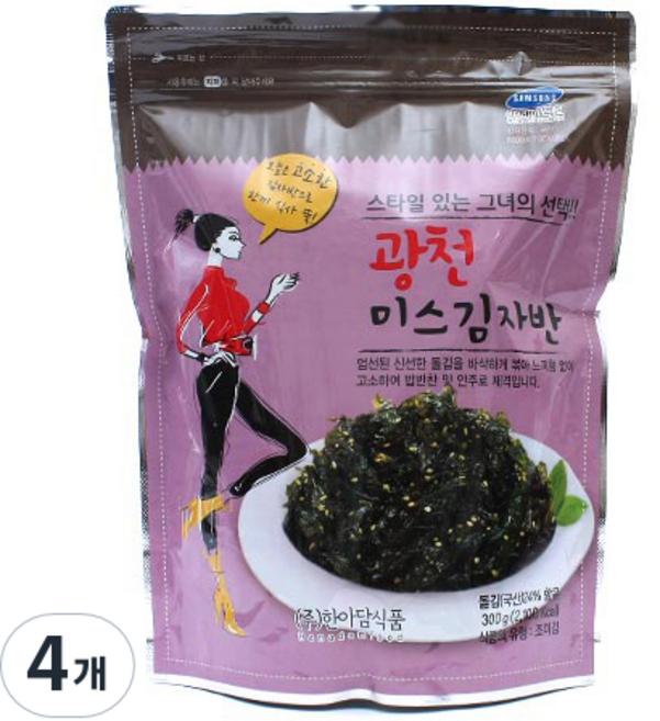 한아담식품 광천 미스 김자반, 300g, 4개
