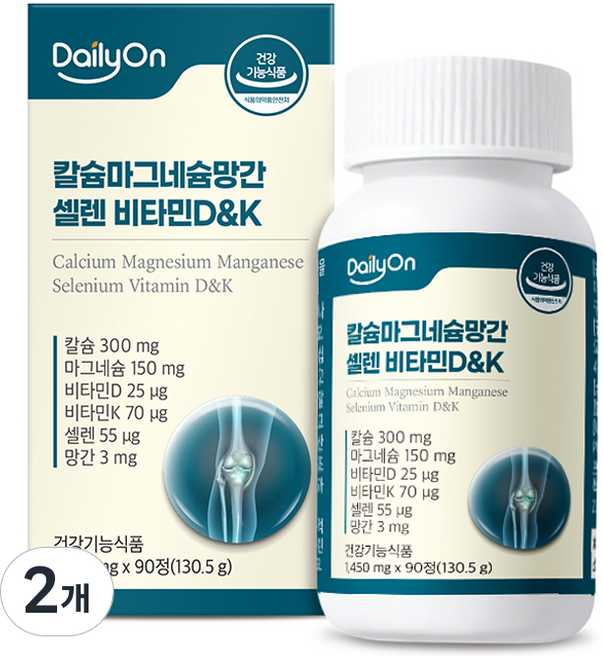 데일리온 칼슘마그네슘망간 셀렌 비타민D & K 130.5g, 90정, 2개