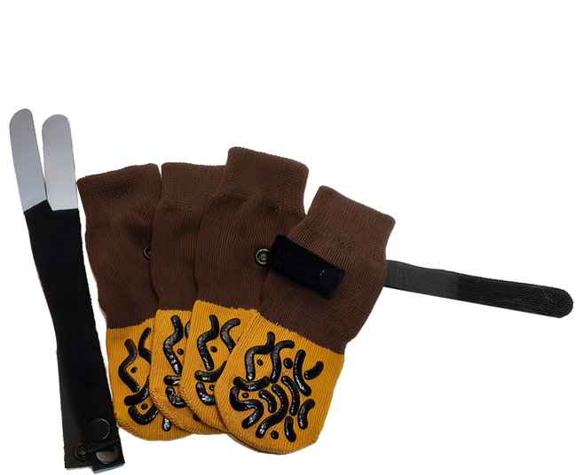 MODACore PET 摩達客寵物 狗狗保護止滑襪 4個, 拚色QQ毛蟲, 1組