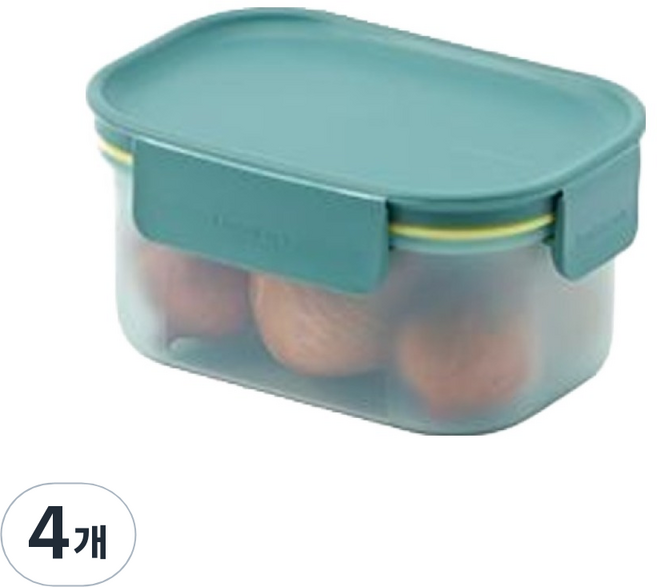 락앤락 프레쉬 프로텍트 밀폐용기 그린, 4개, 385ml