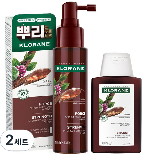 클로란 퀴닌 안티에이징 두피 세럼 100ml + 샴푸 100ml 세트, 2세트
