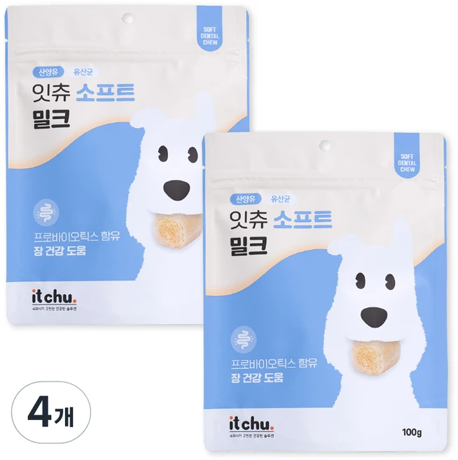 잇츄 강아지 소프트 껌, 산양유, 100g, 4개 - 쿠팡