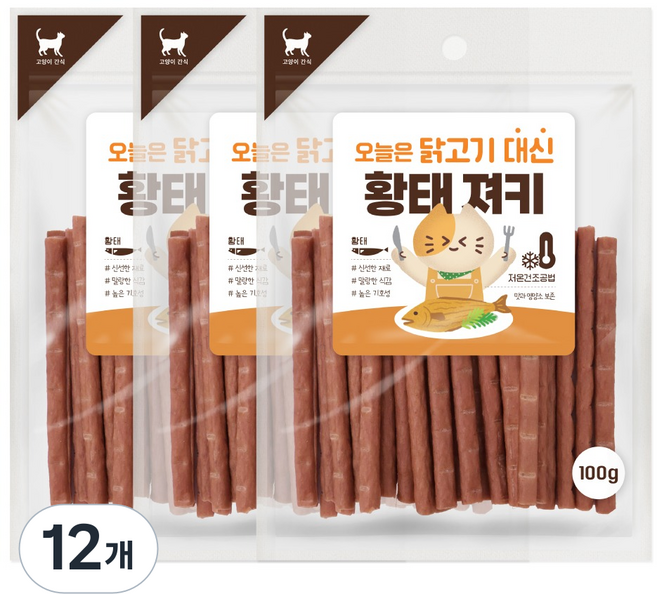 굿데이 고양이 오늘은 닭고기 대신 황태 져키, 100g, 12개