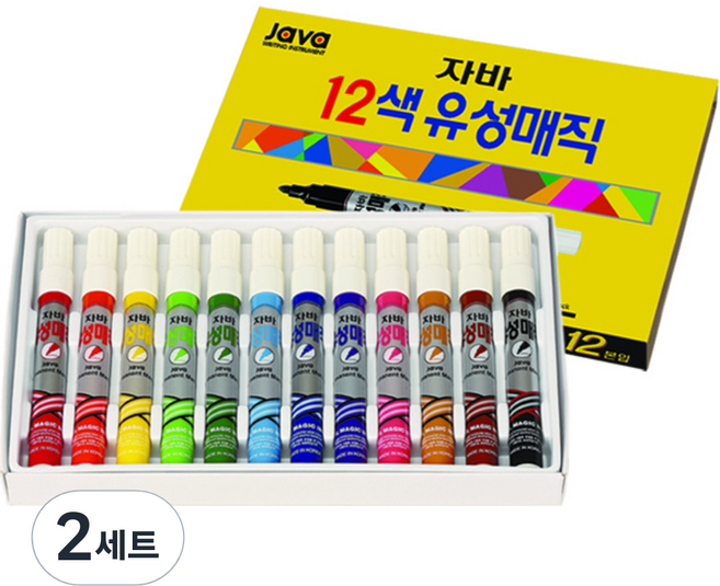 자바펜 유성 매직세트, 12색, 24개
