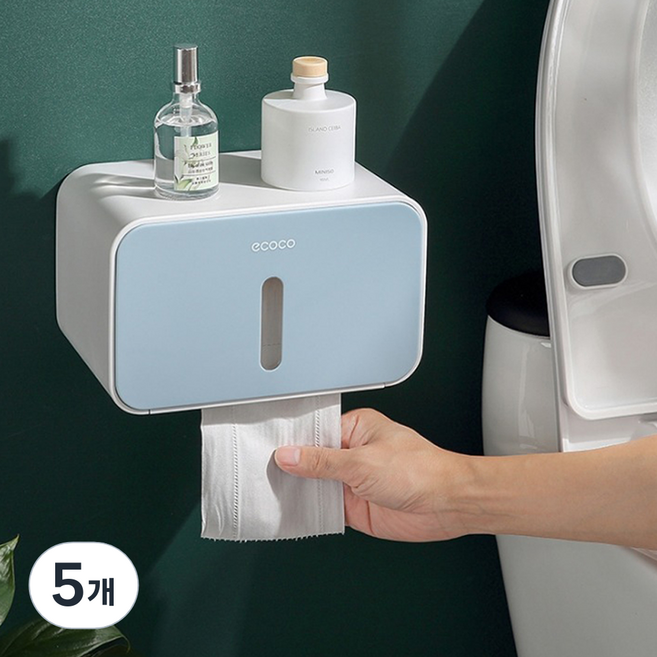 ecoco 먼지 방지 청결 도우미 휴지 케이스, 블루, 5개