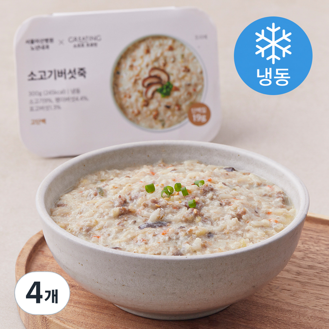 그리팅 소프트 프로틴 소고기 버섯죽 (냉동), 300g, 4개