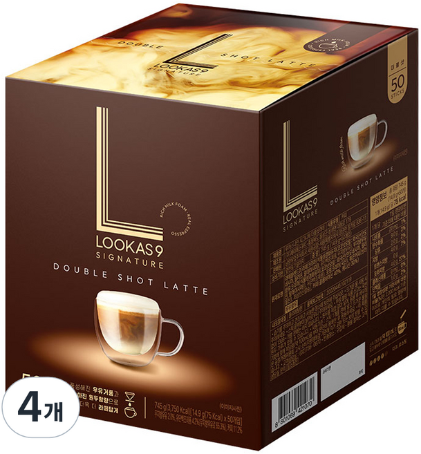 루카스나인 더블샷 라떼 커피믹스, 14.9g, 50개입, 4개