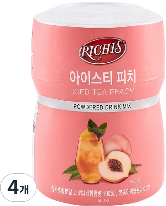 리치스 아이스티 피치, 550g, 1개입, 4개