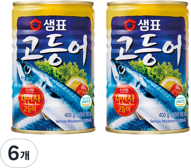 샘표 원터치 고등어 통조림, 400g, 6개